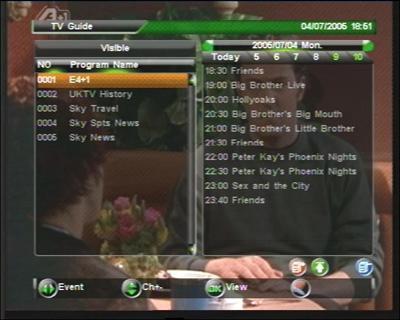 With EPG, user can know the current/future program info of channels, and book the desired program for watching or recording as well. (1) Press [Navi] to enable Navi bar in service mode.