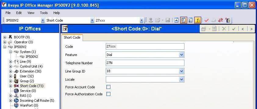 5.6. Administer Short Code From the configuration tree in the left pane, right-click on Short Code and select New from the pop-up list to add a new short code for outgoing calls to OpenGate.