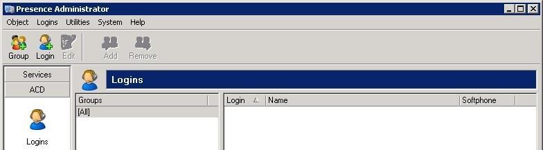 6.7. Administer ACD Logins Select ACD Logins from the left pane, to display the Logins screen
