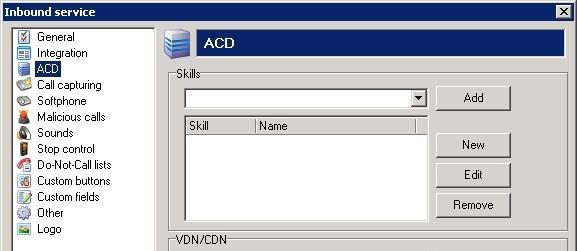 Select ACD from the left pane, to display the ACD screen in the right pane.
