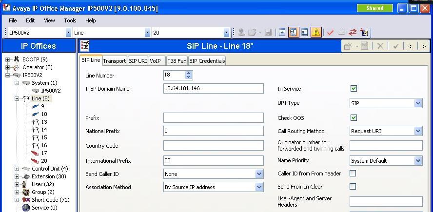 5.4. Administer SIP Line From the configuration tree in the left pane, right-click on Line, and select New SIP Line from the pop-up list