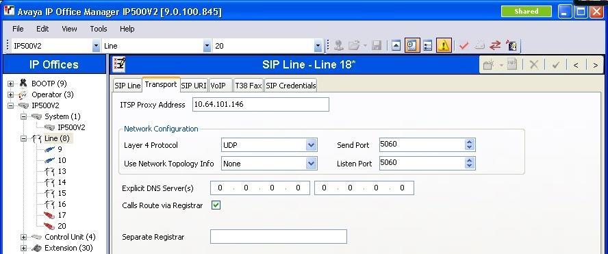 In the SIP Line tab, for ITSP Domain Name, enter the IP address of the OpenGate connection used to interface with IP Office.