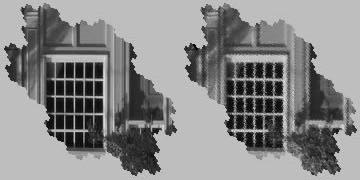 17 Original and compressed building in Spiral Image Compression