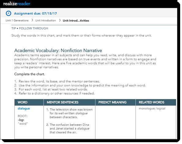 If an Interactive Activity is available, follow the instructions before moving forward in the assignment.