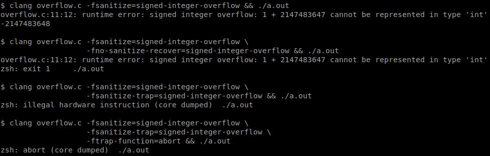 Arithmetic overflow detection: Clang :) Clang can do signed and unsigned