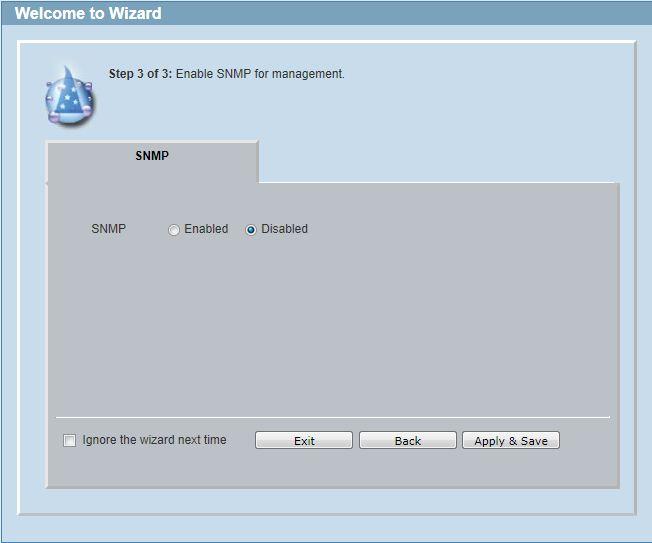 Step 3 SNMP Settings In this window, the user can enable or disable the SNMP function.