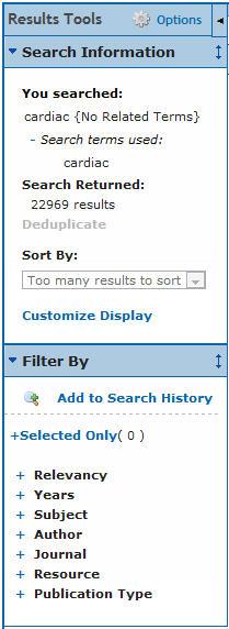 Refining options after the search The Basic Search mode has been designed as a simple search tool.