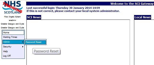 Using Password Reset The admin user with the restricted