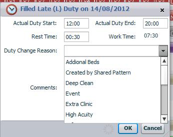 Creating a Roster () G Modifying Shift Times assigned duty to be