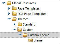 Applying Themes And Styles to Pages The custom theme folder is created. Your theme CSS file will reside in this folder.