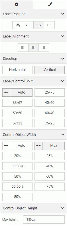 Configuring Filter Control and Filter Grid Properties The style tab is displayed in the following image.