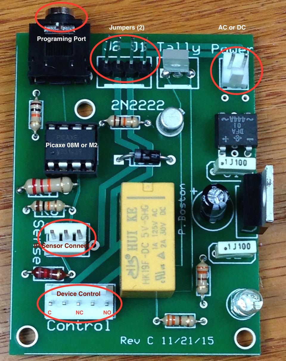Modification 2. Dec 28, 2015 (PAB) Modifications were made to the circuit board in late 2015 allowing the IR sensor module to be plugged directly into the circuit board (Sensor Connect).