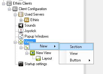 Close the client program and go to the Views menu and add a new section. 5.