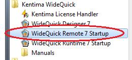 need. To start the program, go to Start menu -> All Programs -> Kentima WideQuick -> WideQuick Remote