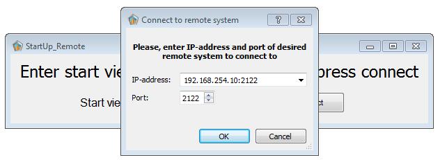 Press Connect. Then chose the IP address 192.168.254.10 and the port 2122.