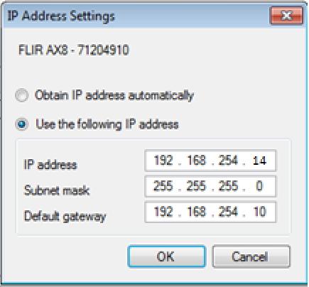 1) Start FLIR IP Config from Start menu -> All Programs -> FLIR Systems -> FLIR IP Config -> FLIR IP Config.