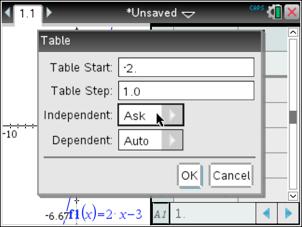 Table feature (continued) Graphing a quadratic function and
