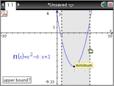 Then scroll to the upper bound for x (which needs to be to