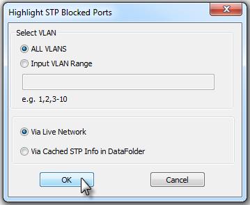 From the map s floating menu, select Highlight STP Blocked Ports.
