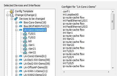 3. The Define Network Changes section is where a configuration template is used to specify the intended configuration changes.
