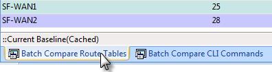 To view changes in route tables, click the Batch Compare Route Tables tab at the