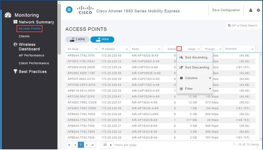 View Access Points Summary using CLI View Access Points Summary