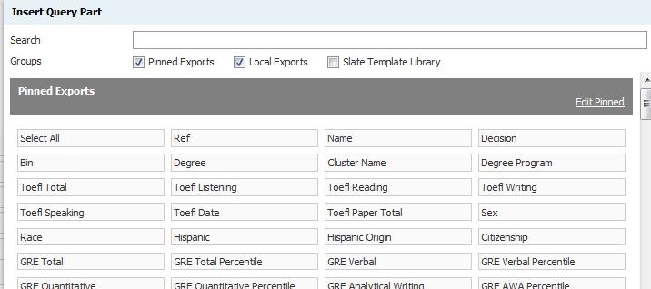 Exports: Any piece of data you want included in the Query output.