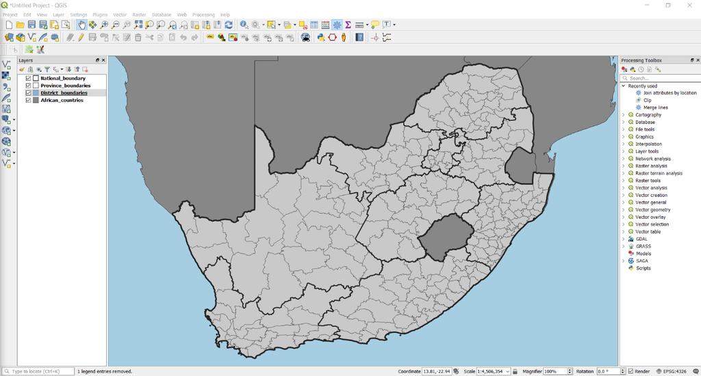 Importing spatial and victimisation dataset The following datasets can be imported into QGIS: SAF_Police_station.