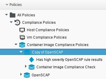 Red Hat CloudForms 4.6 Scanning Container Images in CloudForms with OpenSCAP 5. CREATING A CUSTOMIZED OPENSCAP POLICY PROFILE The built-in OpenSCAP policy profile cannot be edited.