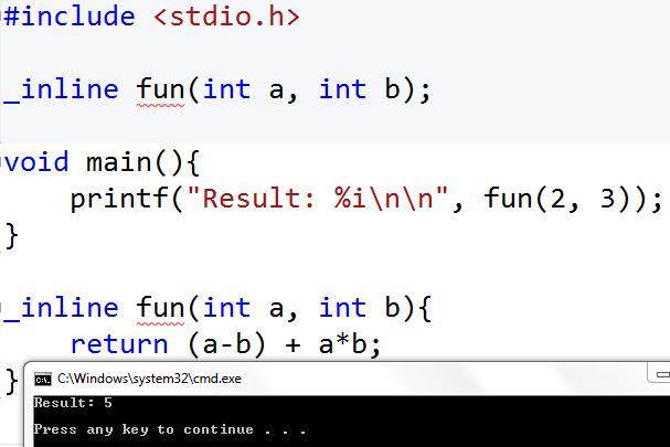 MS Visual Studio 2012 only allows the keyword inline