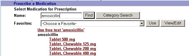 Prescribing Drugs 1. Click the link next to the patient name. 2.