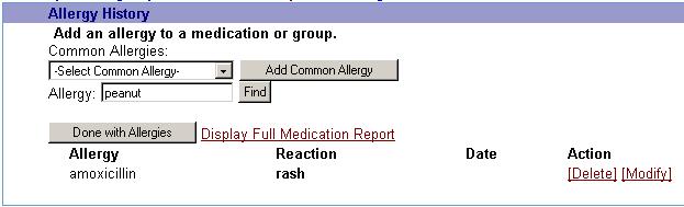 4. Enter an Allergy and click 5.