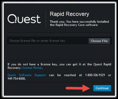 Choose a Rapid Recovery update option ( Notify me about updates is recommended) and click Next to start the Rapid Recovery core installation process.