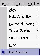 Locking controls by using the Format menu.
