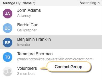 2. Your contact group will appear in with your contacts.