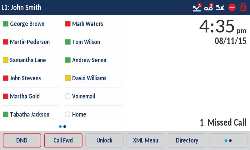 Incoming call Outgoing call On hold Table 3. User Interface UI Swipe up and down to scroll through the different lines or calls on the respective screen. Table 5.
