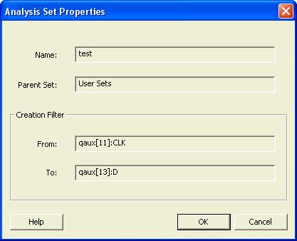 Analysis Set Properties Dialog Box Source Pins Displays a list of available and valid source pins. You can select multiple pins.