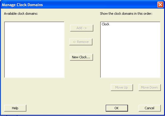 Manage Clock Domain Dialog Box Restore Defaults Resets all the options in the General panel to their default values.