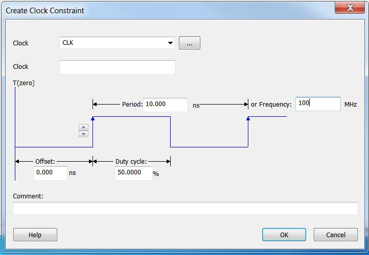 Figure 24 Add 100 MHz Clock Constraint The new constraint appears in the Constraints Editor, as shown in the figure below.