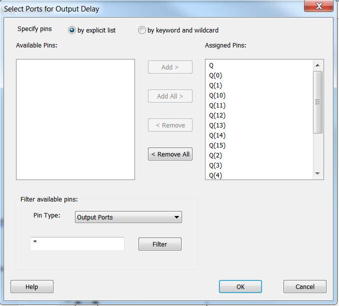 Figure 42 Select Output Ports and Add Output Delay Constraints 4.