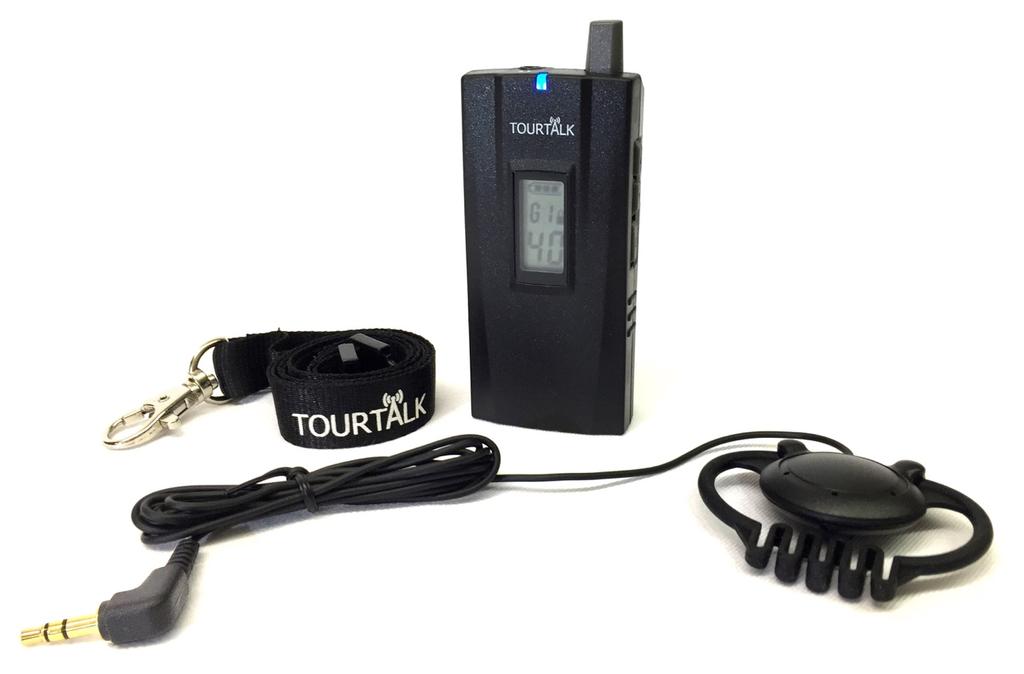 Tourtalk TT 40-R Receiver The receivers are used by the audience to hear the guide. Each receiver has a headphone socket to enable the connection of the supplied earphone.