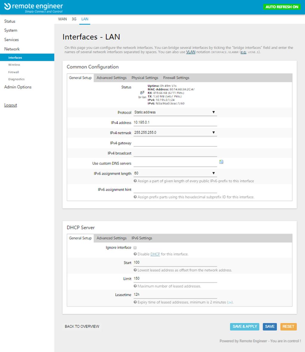 Network Change interface LAN Using this screen you configure how the LAN ports of the