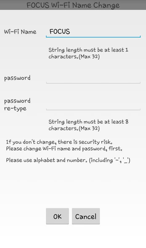 8) Settings (Wi-Fi Name Change) 1 2 3 It is highly recommended that you reset the Wi-Fi name and password after the initial