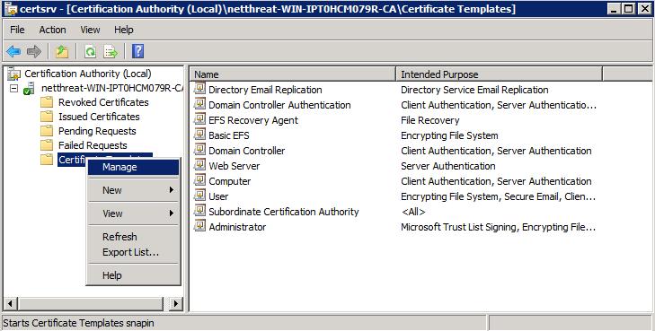 Setting up User Certificates on the Domain Controller N.B.