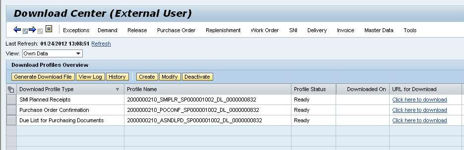 Column Profile Status Downloaded on URL for Download Initiated On Ready On Profile Number User Name Data Description For example: 2000000210_ASNDLPD_SP000001002_DL_0000000832 The status of download