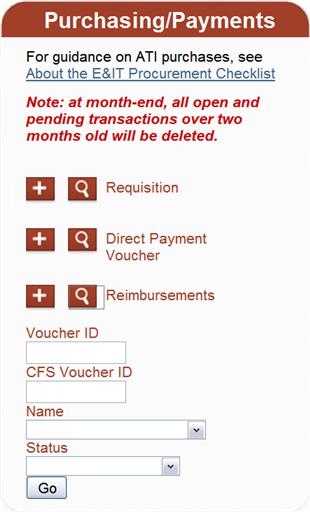 The Voucher ID, Name, and Status fields become available. 2. Enter one of the search criteria.