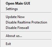 If you right click on that icon, it will show options to view the GUI, Update, and Realtime protection options as
