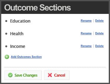 ADMIN Outcomes As the Administrator, can manage the Sections, Goals, and Statuses for your network.