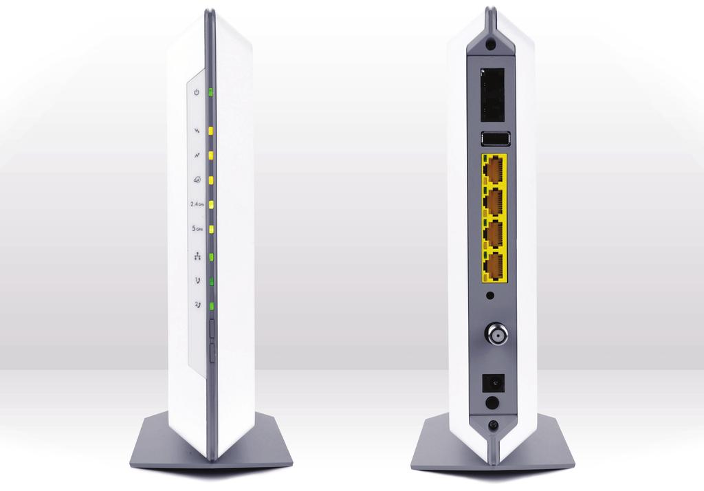 Data Sheet DOCSIS 3.0 AC1900 Voice and Data Cable Gateway, Connection Diagram WiFi On/Off Voice ports USB 2.