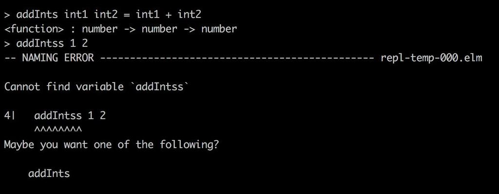 Example, a misspelled function name Function addints is defined Oops!